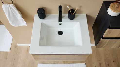 Waschtisch-Set / Waschbecken-Set Interliving aus Holz in Holzfarben Interliving Bad Serie 3702 - Waschtisch-Set 7771 naturfarbene Cuneo Eiche - zweiteilig