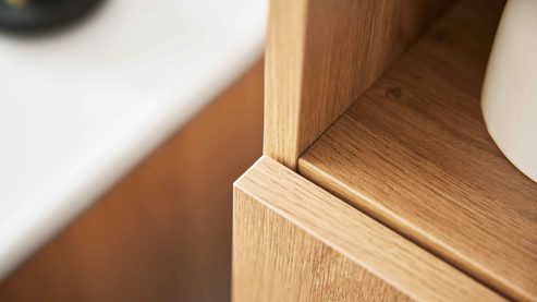 Midischrank Interliving aus Holz in Holzfarben Interliving Bad Serie 3702 - Hochschrank 7751 braune Cuneo Eiche - zwei Türen, Höhe ca. 160 cm