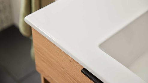 Badmöbel-Set Interliving aus Holz in Holzfarben Interliving Bad Serie 3702 - Badmöbel-Set 7751 braune Cuneo Eiche - dreiteilig