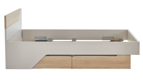 Einzelbett Möbel rudolf aus Holz in Weiß Jugendzimmer Serie ZE 1 - Kojenbett Weiß & Eichefarben - Liegefläche ca. 120 x 200 cm
