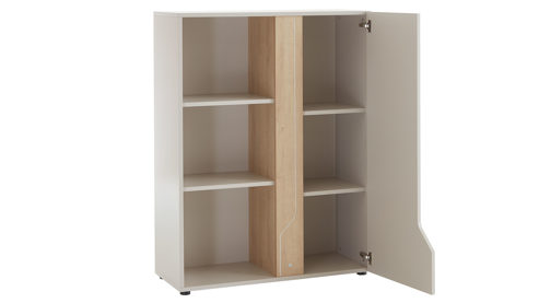 Highboard Möbel rudolf aus Holz in Weiß Jugendzimmer Serie ZE 1 - Highboard Weiß & Eichefarben - ca. 98 x 127 cm