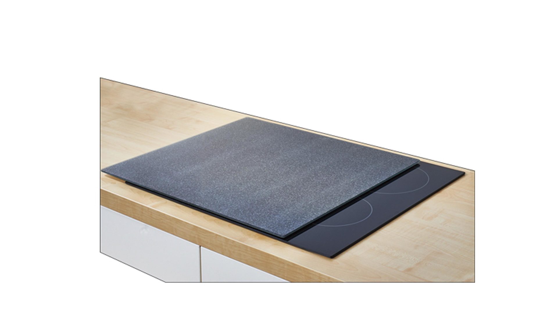 Schneidbrett Zeller present aus Glas in Grau Rückwandschutz & Herd-Abdeckplatte Granit anthrazitfarbenes Glas - Breite ca. 56 cm