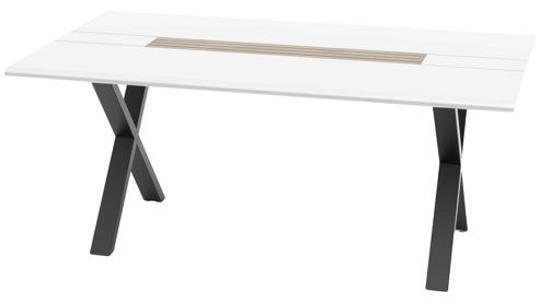 Esstisch MIVIVO aus Holz in Weiß MIVIVO Wohnprogramm Fresno - Esstisch mit X-Gestell Mattweiß & schwarzes Metall - ca. 180 x 100 cm