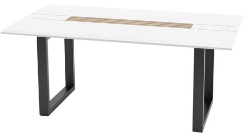 Esstisch MIVIVO aus Holz in Weiß MIVIVO Wohnprogramm Fresno - Esstisch mit U-Gestell Mattweiß & schwarzes Metall - ca. 180 x 100 cm