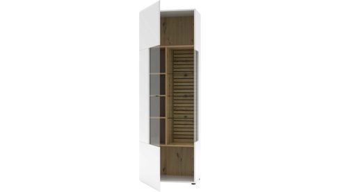 Vitrine MIVIVO aus Holz in Weiß MIVIVOWohnprogramm Fresno - Vitrine Mattweiß & Artisan Eiche - eine Tür, Breite ca. 65 cm