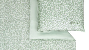 Bettwäsche-Set Ibena® aus Stoff in Grün IBENA® s.Oliver Leoparden Bettwäsche olivegrüne Mako-Satin – zweiteilig, ca. 135 x 200 cm