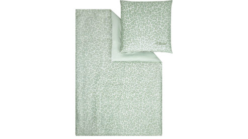 Bettwäsche-Set Ibena® aus Stoff in Grün IBENA® s.Oliver Leoparden Bettwäsche olivegrüne Mako-Satin – zweiteilig, ca. 135 x 200 cm