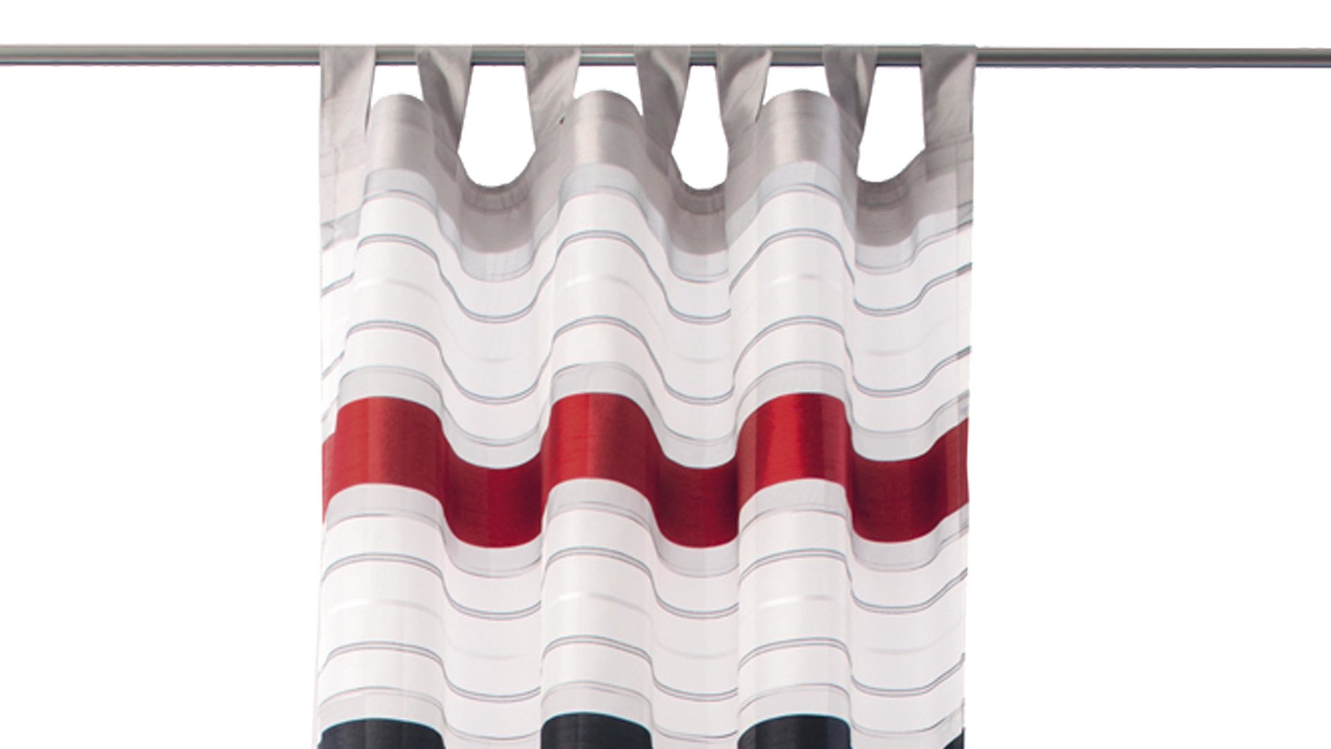 Schlaufenschal Indes fuggerhaus aus Stoff in Weiß Taupe Rot Schwarz FUGGERGAUS Schlaufenschal Norris Transparentweiß, taupefarben, Rot & Schwarz - ca. 140 x 245 cm