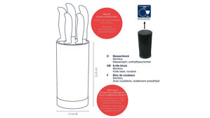 Messerblock Kela | keck & lang aus Holz in Holzfarben Messerblock Acida mit fünf Messern Bambus - Höhe ca. 23 cm