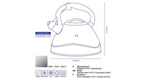 Wasserkessel Kela | keck & lang aus Metall in Edelstahl Wasserkessel Edelstahl & Schwarz - ca. 22 x 22 cm