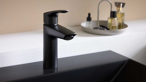 Mischbatterie Interliving aus Metall in Schwarz Interliving Bad Serie 3725 – Mischbatterie mattschwarzes Metall