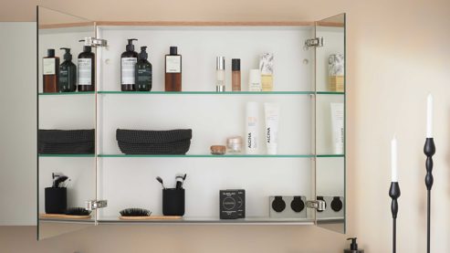 Spiegelschrank Interliving aus Holz in Weiß Interliving Bad Serie 7198 – Spiegelschrank-Set zweiteilig, Länge ca. 160 cm