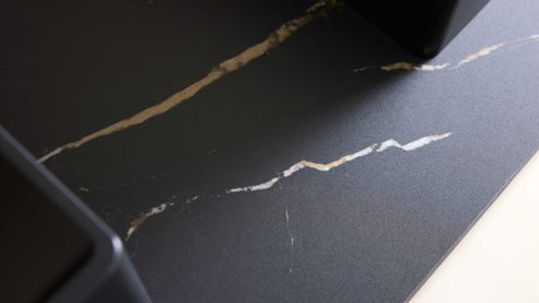 Waschtisch-Set / Waschbecken-Set Interliving aus Holz in Schwarz Interliving Bad Serie 3725 – Konsolen-Set Marmor Venato Nero - Länge ca. 160 cm