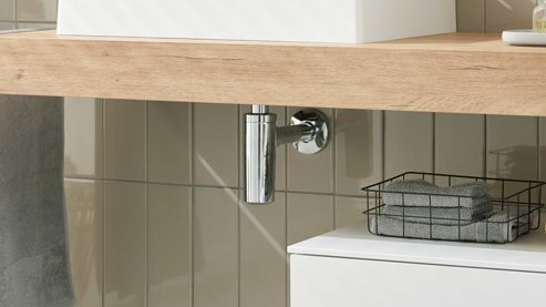 Waschtisch-Set / Waschbecken-Set Interliving aus Holz in Holzfarben Interliving Bad Serie 7490 – Konsolen-Set Eiche Sierra - Länge ca. 140 cm