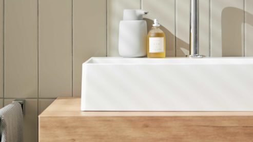 Waschtisch-Set / Waschbecken-Set Interliving aus Holz in Holzfarben Interliving Bad Serie 7490 – Konsolen-Set Eiche Sierra - Länge ca. 140 cm