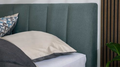 Boxspringbett Interliving aus Kunstfaser in Blau Interliving Boxspringbett Serie 1402 – Boxspringbett stahlfarbene Mikrofaser Nele - Liegefläche ca. 180 x 200 cm