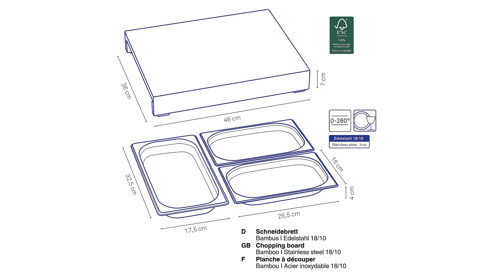 Schneidbrett Kela | keck & lang aus Holz in Holzfarben kela  Schneidbrett-Set Kenina Bambus & Edelstahl - drei Behälter, ca. 46 x 36 cm