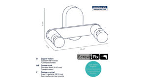 Haken Kela | keck & lang aus Metall in Schwarz kela Doppel-Wandhaken Alessio Schwarz - zwei Haken, ca. 10 x 6 cm