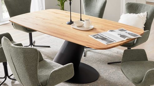 Esstisch Interliving aus Holz in Holzfarben Interliving Esszimmer Serie 5121 – Esstisch Charakter-Eiche & schwarzes Metall – ca. 200 x 100 cm