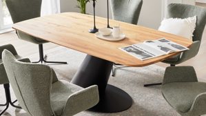 Esstisch Interliving aus Holz in Holzfarben Interliving Esszimmer Serie 5121 – Esstisch Charakter-Eiche & schwarzes Metall – ca. 200 x 100 cm