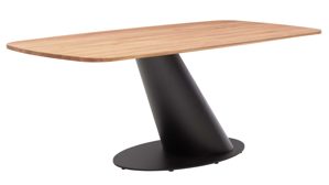 Esstisch Interliving aus Holz in Holzfarben Interliving Esszimmer Serie 5121 – Essgruppe mit sechs Stühlen Charakter-Eiche, thymianfarbener Bouclé Alpine  & schwarzes Metall – ca. 200 x 100 cm