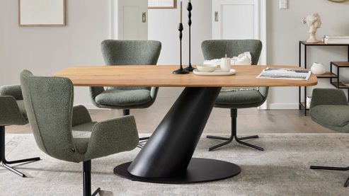 Esstisch Interliving aus Holz in Holzfarben Interliving Esszimmer Serie 5121 – Esstisch Charakter-Eiche & schwarzes Metall – ca. 200 x 100 cm