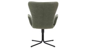 Polsterstuhl Interliving aus Stoff in Grün Interliving Esszimmer Serie 5121 – Armlehnstuhl mit Drehfunktion thymianfarbener Bouclé Alpine & schwarzes Metall