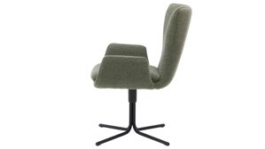 Polsterstuhl Interliving aus Stoff in Grün Interliving Esszimmer Serie 5121 – Armlehnstuhl mit Drehfunktion thymianfarbener Bouclé Alpine & schwarzes Metall