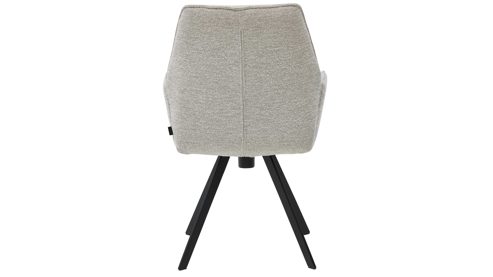 Polsterstuhl Interliving aus Stoff in Weiß Interliving Esszimmer Serie 5102 – Armlehnstuhl U322 mit Drehfunktion leinenfarbener Jacquard Lodge L07 & schwarzes Eisen