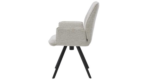 Polsterstuhl Interliving aus Stoff in Weiß Interliving Esszimmer Serie 5102 – Armlehnstuhl U322 mit Drehfunktion leinenfarbener Jacquard Lodge L07 & schwarzes Eisen