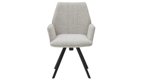 Polsterstuhl Interliving aus Stoff in Weiß Interliving Esszimmer Serie 5102 – Armlehnstuhl mit Drehfunktion leinenfarbener Jacquard Lodge L07 & schwarzes Eisen