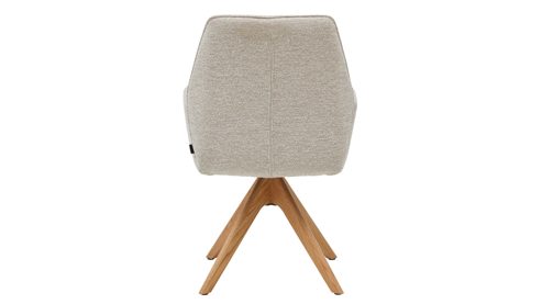 Polsterstuhl Interliving aus Stoff in Weiß Interliving Esszimmer Serie 5102 – Armlehnstuhl Eiche bianco & leinenfarbener Jacquard Lodge L07
