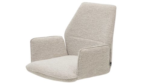 Polsterstuhl Interliving aus Stoff in Weiß Interliving Esszimmer Serie 5102 – Armlehnstuhl mit Drehfunktion leinenfarbener Jacquard Lodge L07 & schwarzes Eisen