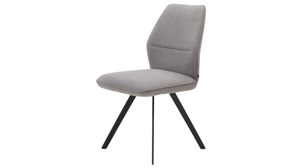 Polsterstuhl Interliving aus Stoff in Grau Interliving Esszimmer Serie 5102 – Polsterstuhl kieselfarbener Webstoff Tirol 489 & schwarzes Eisen