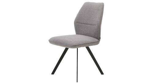 Polsterstuhl Interliving aus Stoff in Grau Interliving Esszimmer Serie 5102 – Polsterstuhl kieselfarbener Webstoff Tirol 489 & schwarzes Eisen