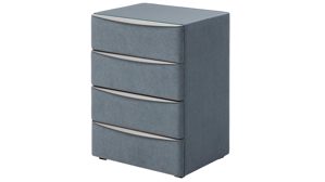 Nachtkommode Interliving aus Holz in Blau Interliving Boxspringbett Serie 1402 – Nachtkommode stahlfarbene Mikrofaser Nele  – vier Schubladen