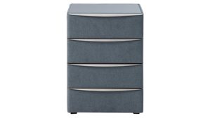 Nachtkommode Interliving aus Holz in Blau Interliving Boxspringbett Serie 1402 – Nachtkommode stahlfarbene Mikrofaser Nele  – vier Schubladen