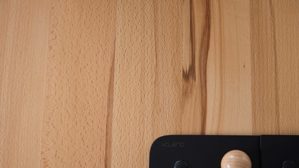 Tischgruppe Interliving aus Holz in Holzfarben Interliving Esszimmer Serie 5102 – Essgruppe Kernbuche, Mattschwarz & kieselfarbener Webstoff Tirol - siebenteilig