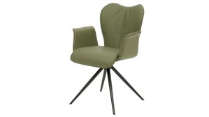 Polsterstuhl Interliving aus Leder in Grün Interliving Esszimmer Serie 5115 - Armlehnstuhl mit Lederbezug jadefarbenes Leder LD7830 & anthrazitfarbenes Metall