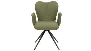 Polsterstuhl Interliving aus Leder in Grün Interliving Esszimmer Serie 5115 - Armlehnstuhl mit Lederbezug jadefarbenes Leder LD7830 & anthrazitfarbenes Metall