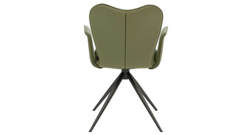 Polsterstuhl Interliving aus Leder in Grün Interliving Esszimmer Serie 5115 - Armlehnstuhl mit Lederbezug jadefarbenes Leder LD7830 & anthrazitfarbenes Metall