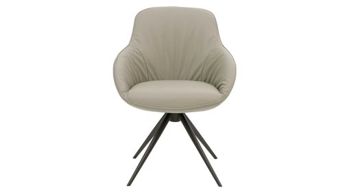 Polsterstuhl Interliving aus Leder in Beige Interliving Esszimmer Serie 5115 - Armlehnstuhl Ravi milchkaffeefarbenes Leder Tendens Latte & anthrazitfarbenes Metall