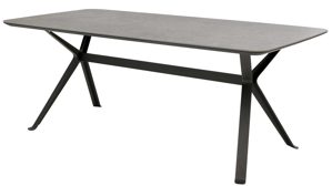 Esstisch Interliving aus Kunstharz in Dunkelgrau Interliving Esszimmer Serie 5115 - Esstisch DEKTON® Grafitte Industrial & anthrazitfarbenes Metall - ca. 200 x 100 cm