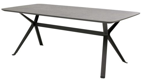 Esstisch Interliving aus Kunstharz in Dunkelgrau Interliving Esszimmer Serie 5115 - Esstisch mit robuster Tischplatte DEKTON® Grafitte Industrial & anthrazitfarbenes Metall - ca. 200 x 100 cm