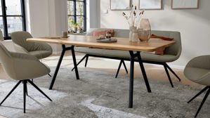 Esstisch Interliving aus Holz in Holzfarben Interliving Esszimmer Serie 5115 - Esstisch mit abgerundeten Kanten astige Eiche & anthrazitfarbenes Metall - ca. 160 x 90 cm