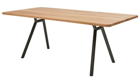 Esstisch Interliving aus Holz in Holzfarben Interliving Esszimmer Serie 5115 - Esstisch mit abgerundeten Kanten astige Eiche & anthrazitfarbenes Metall - ca. 160 x 90 cm