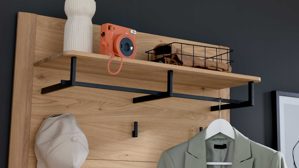 Wandgarderobe Interliving aus Holz in Holzfarben Interliving Garderoben Serie 6014 - Wandgarderobe Wildeiche - ca. 90 x 111 cm