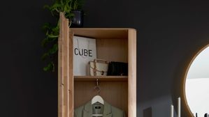 Garderobenschrank Interliving aus Holz in Holzfarben Interliving Garderoben Serie 6014 - Garderobenschrank Wildeiche & Granitfurnier - eine Tür, Höhe ca. 180 cm