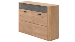 Schuhschrank Interliving aus Holz in Holzfarben Interliving Garderoben Serie 6014 - Schuhschrank Wildeiche & Granitfurnier - zwei Schubladen, zwei Türen, Breite ca. 135 cm