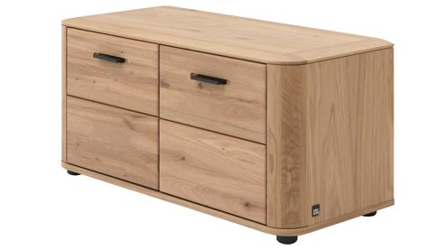 Garderobenbank Interliving aus Holz in Holzfarben Interliving Garderoben Serie 6014 - Garderobenbank Wildeiche, Granitfurnier & schwarzer Bezug - zwei Türen, Länge ca. 90 cm